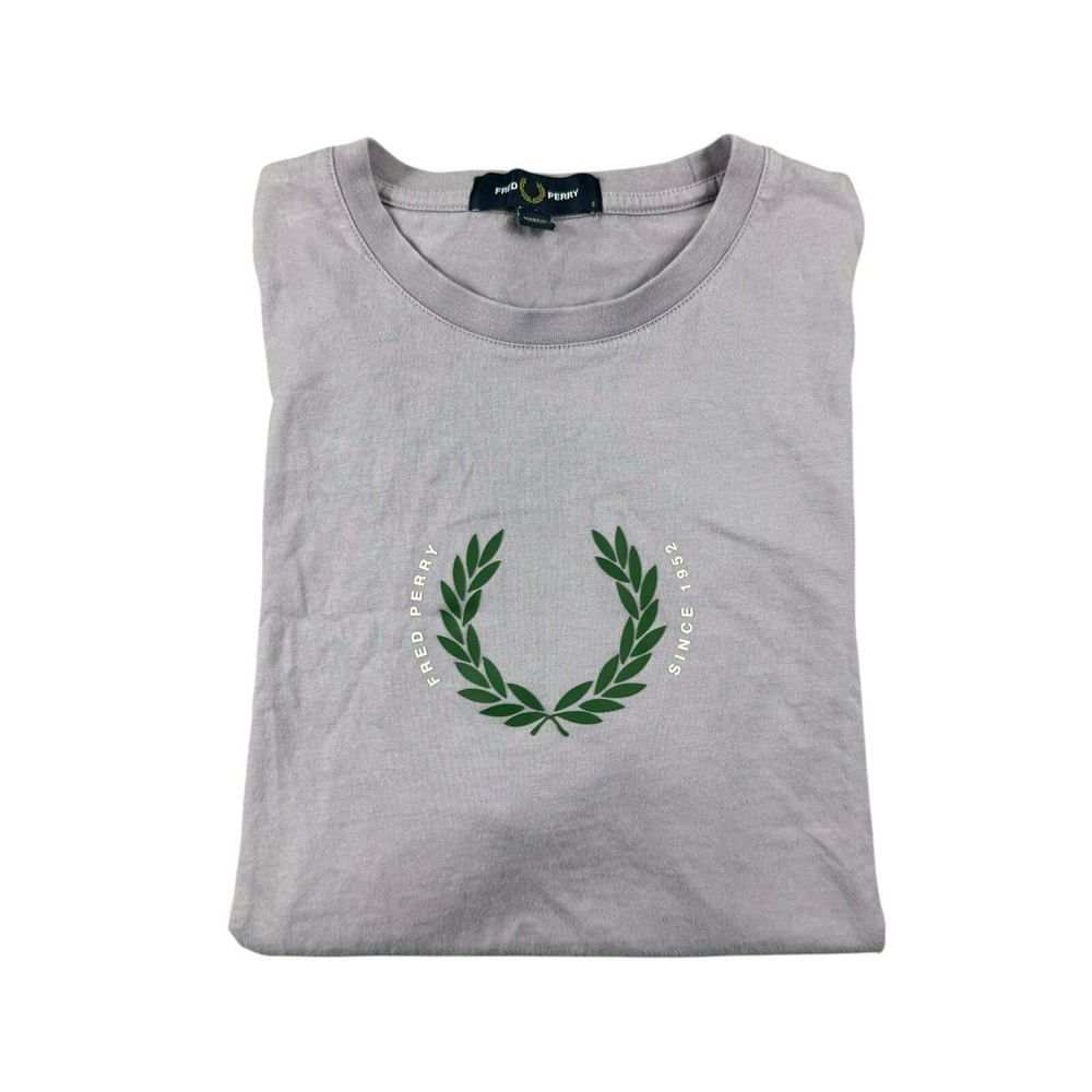 Fred Perry Light Purple Cotton Iconic Graphic T Shirt Size Men's Small